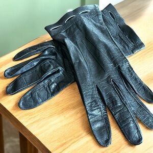 Isabel Design Black Leather Gloves Ireland's Kidtext 6 1/2 Vintage John A Brown